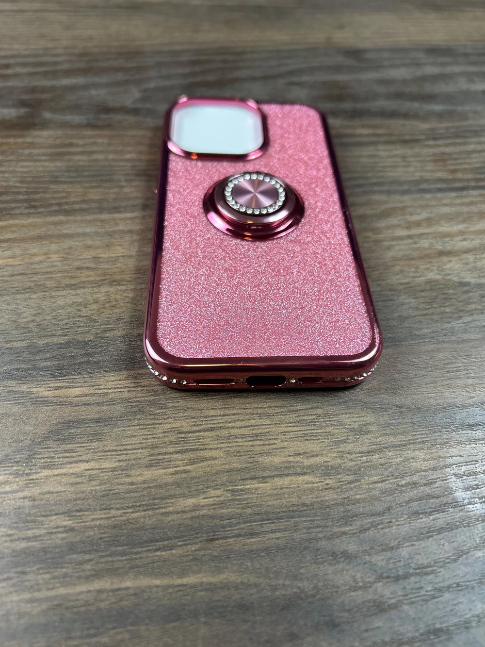Pink Glitter Protective Phone Case with Ring Holder